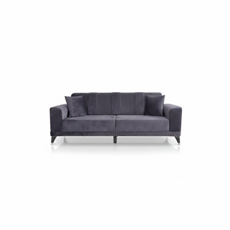Sofa 3-Sitzer Schwarz Einfarbig Modern Design Stil Stoff Couchen Sofa Neu