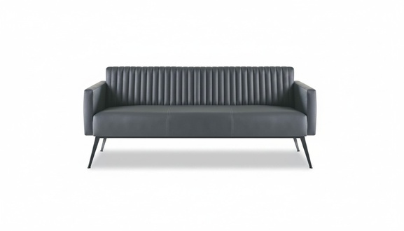 Sofa 3-Sitzer Schwarz Einfarbig Muster Arbeitszimmer Modern Design Stil