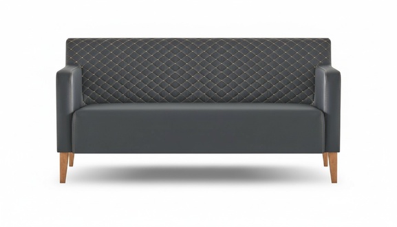 Sofa 3-Sitzer Schwarz Einfarbig Modern Design Arbeitszimmer Wohnzimmer