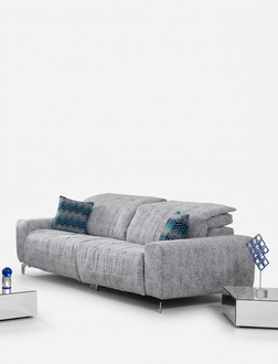 Sofa 3 Sitzer Sofa Couch Polster Wohnzimmer Grau 230cm Verstellbar Multifunktion