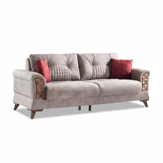 Sofa 3 Sitzer Sofas Textil Dreisitzer Sitz Polster Design Wohnzimmer Modern Grau