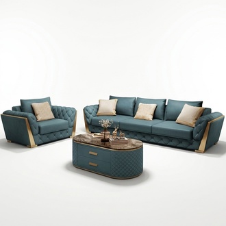 Sofa 3 Sitzer Wohnlandschaft Sofas Couch Polster Garnitur Stoff Modern Leder