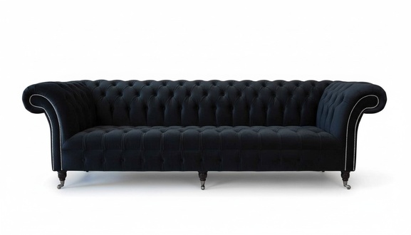 Sofa 4 Sitzer Chesterfield Polster Wohnzimmer Design Luxus Holz Neu