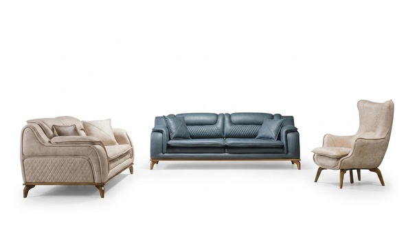 Sofa Beige 3 Sitzer Wohnzimmer Klassische Chesterfield Elegantes Stil