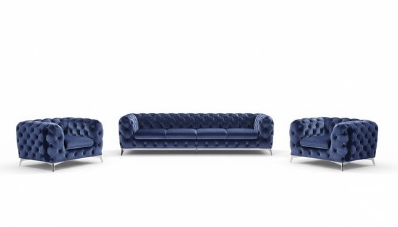 Sofa Chesterfield Couch Polster Garnitur Textil 2+1 designer Couchen Neu