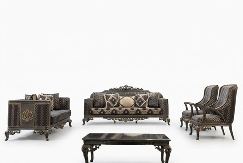 Sofa Chesterfield Designer Gruppe 5tlg.Set Sofagarnitur 3+3+1+1 Sitz Couchtisch