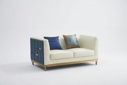 Sofa Couch Design Polster Modern Grau Kunstleder Sofas 2 Sitzer Zweisitzer Neu !