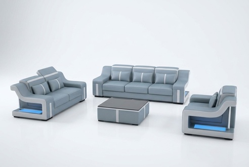 Sofa Couch Polster 3+2+1 Garnitur Sitz Leder Sofas Couchen Set Kombination