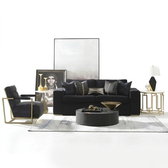 Sofa Couch Samt Polster Sitz 3+1 Sitzer Design Couchen Sofas Metall Neu