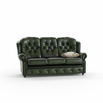 Sofa Couch Sitz Garnitur 3 Sitzer Hohe Rückenlehne Chesterfield Leder