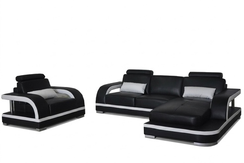 Sofa Eckcouch Polster Wohnzimmer Ecksofa LForm Wohnlandschaft USB + LED + Sessel