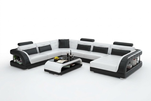 Sofagarnitur mit USB Polster Sofa Set 3+2+1 Leder Couchen Sofas Komplett 2705