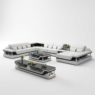 Sofa mit USB Designer Wohnlandschaft U-Form Couch Ecksofa Polster Garnitur Neu