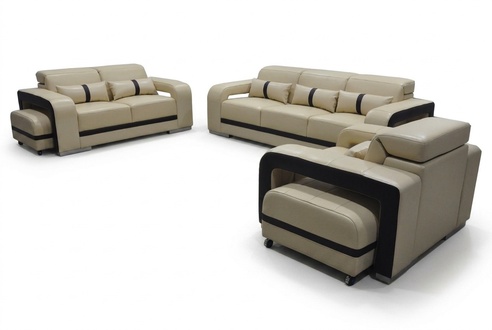 Sofa mit USB,Leder Couch Polster Garnitur 3+2+1 Sitz Komplett Set Design Neu