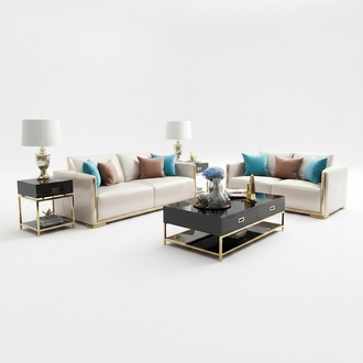Sofa Polster Sitz Couch Leder Wohnzimmer Sofas Set 3tlg Hocker 3+2+1