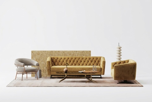 Sofa Polster Textil Couch Sitz Komplett Set Moderne Garnitur 3+2