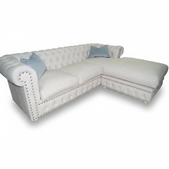 Sofa Samt Ecksofa Chesterfield Textil Stoff Eckcouch Polster Couch Eckgarnitur