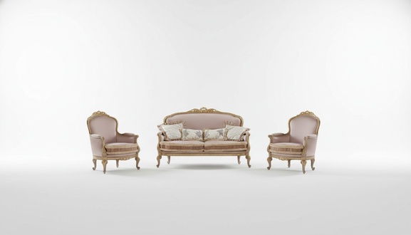 Sofa Set 2+1+1 Sofas Garnitur Sessel Barock Stil Couch Gruppe Italien Möbel Neu