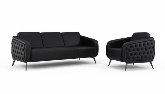 Sofa Sofagarnitur Sessel 3 Sitzer Sofa Couch Ledersofa Sitz Polster Garnitur