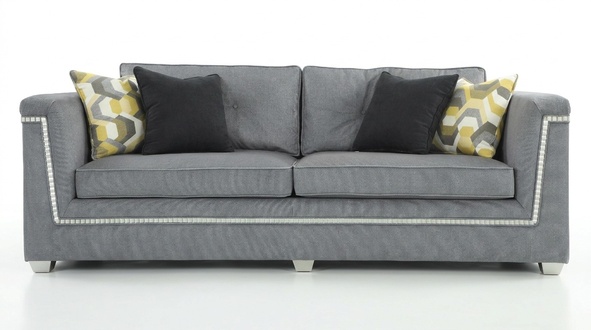 Sofagarnitur 3+1 Grau Wohnzimmer Textil Polstermöbel Modernes Sofa Sessel Neu