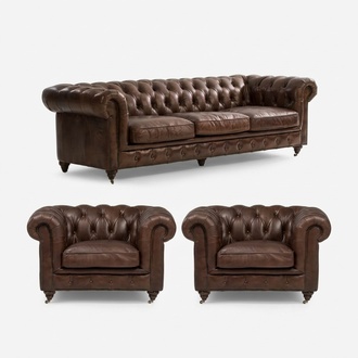 Sofagarnitur 3+1 Sitzer Couch Polster Sitz Chesterfield Couchen Textil Leder