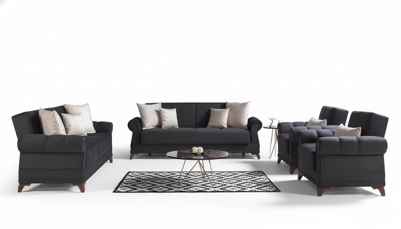Sofagarnitur 3+2+1+1 Sitzer Textil Komplett 2x Sessel Sofa 3 Sitzer Luxus