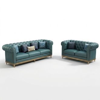 Sofagarnitur 3+2 Sitzer Ledersofa Modernes Sofa Designer Sofa Neu Chesterfield