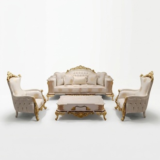 Sofagarnitur 3311 Sitzer Sofa Wohnzimmer Set Chesterfield Sessel Textil Neu