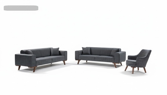 Sofagarnitur 3+3+1 Sitz Design Sofas Polster Couchen Grau Möbel 3tlg