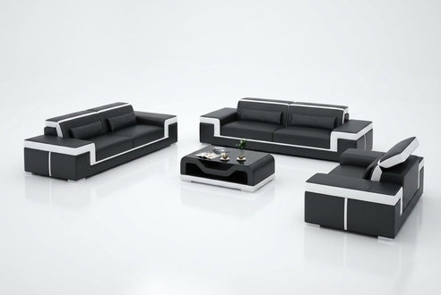 Sofagarnitur 3+3 Sitzer Leder Sofa Couch Polster Garnitur Sofagarnitur G8020D