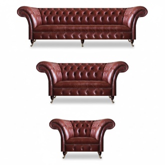 Sofagarnitur 3tlg Moderne Leder Sofas Polster Braun Wohnzimmer Einrichtung
