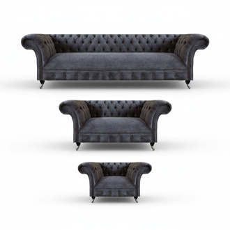 Sofagarnitur 3tlg Wohnzimmer Sofas Set Textil Möbel Einrichtung Chesterfield