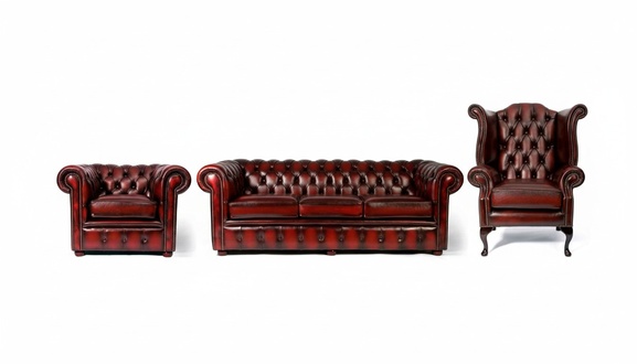 Sofagarnitur Chesterfield 3 Sitzer Couch Sofa Ohrensessel Sessel Leder Sofas Neu