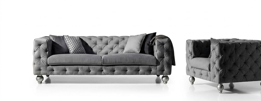 Sofagarnitur Chesterfield Set 252cm + Sessel Sofa Couch designer Sofa Polster