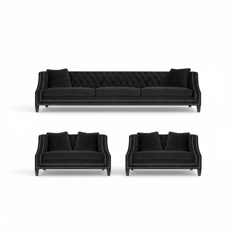 Sofagarnitur Chesterfield Textil Sofa Couch Sitz Polster Sessel Garnitur 3+1+1