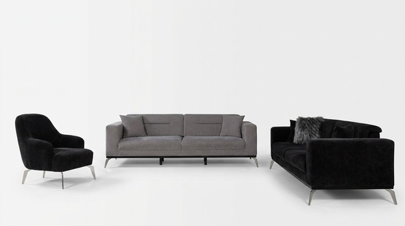 Sofagarnitur Couch Polster Sofa 3+3+1 Sitzer Wohnlandschaft Textil Couchen