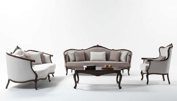 Sofagarnitur Dreisitzer Sessel Stoff Sofa Garnitur Grau Polstersofa couch