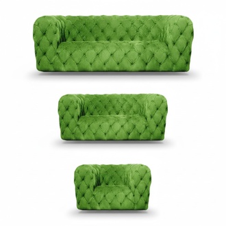 Sofagarnitur Grün Luxus Chesterfield 3tlg Wohnzimmer Modern Sitzmöbel Sofas