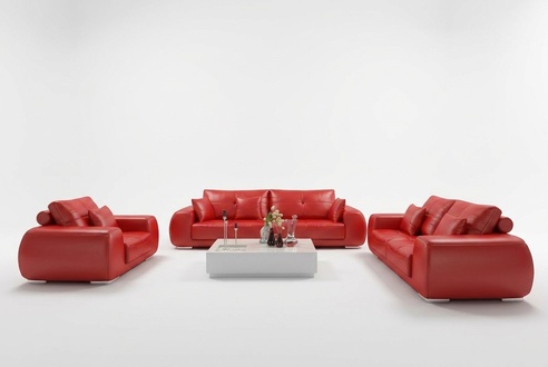 Sofagarnitur Ledersofa Couch Garnituren Design Modern Sofa 3+1+1 Sitzer Sofas