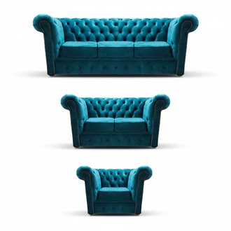 Sofagarnitur Modern Textil Sessel 2x Sofas Chesterfield Wohnzimmer 3+2+1