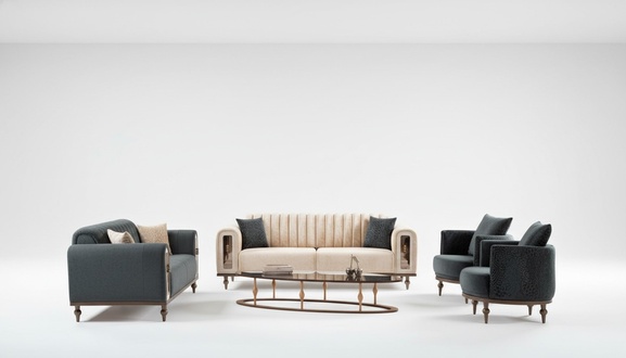 Sofagarnitur Samt Stoff Couch Set Sofa Polster Möbel 4tlg. Garnituren