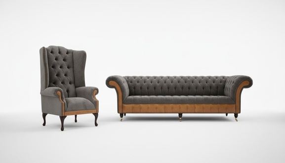 Sofagarnitur Set 4 Sitzer + 1 Sitzer Ohrensessel Couch Polster Sitz Garnituren
