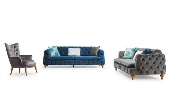 Sofagarnitur Sofa 3+3+1 Sitzer Chesterfield Sessel Set Mehrfarbig