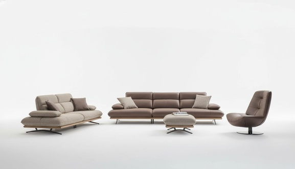 Sofagarnitur Sofa 4-3-1 Sitzer Sessel Luxus Kunstleder Braun