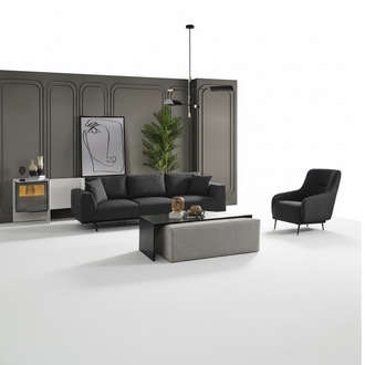 Sofagarnitur Sofa 4 Sitzer Viersitzer Sessel Set Stoff Modern Grau Neu