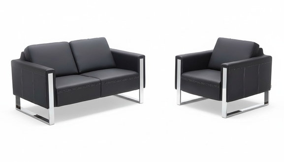 Sofagarnitur Sofa Sessel Couch Polster Luxus 1 Sitzer 2-Sitzer Büromöbel Leder