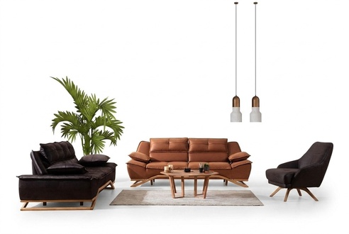 Sofagarnitur Stoffsofa Polstersofa Dreisitzer Sessel Braun Sofa 3tlg