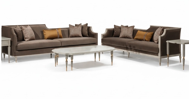 Sofagarnitur Viersitzer 4 Sitz Couchtisch Stoffsofa Polstersofa Braun
