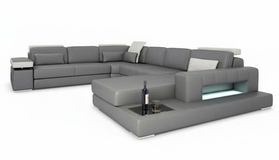 Sofas Grau Neu Sofa U-Form Stoffsofa Couch Wohnlandschaft Design Modern Leder