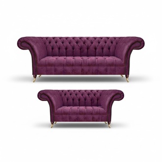Sofas Komplett 2x Couchen Wohnzimmer Polstermöbel Sofagarnitur Chesterfield